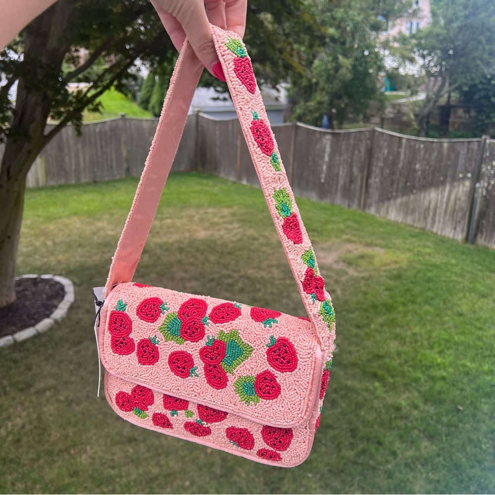 Sincerely Jules Hand Beaded Strawberry Purse NWT